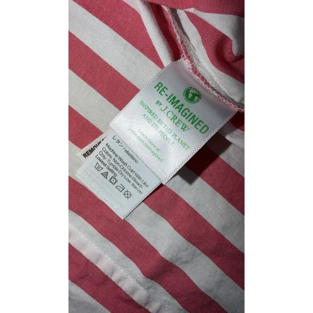J.Crew Womens Small Pink White Striped Sleeveless Button Up Preppy Coastal Top